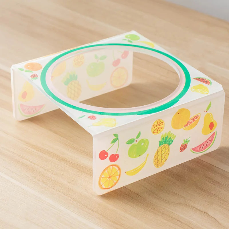 Cartoon Pet Bowl Cat Bowl Acrylic Stand Floral Ceramic Cat Bowl Neck Protection Cat Bowl Dog Food Bowl Cat Feeder Pet Supplies