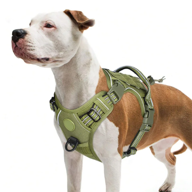 Dog Tactical Vest Harness with MOLLE System & Velcro Strap – Heavy-Duty Dog Harness for Large Dogs | S M L | Army Green