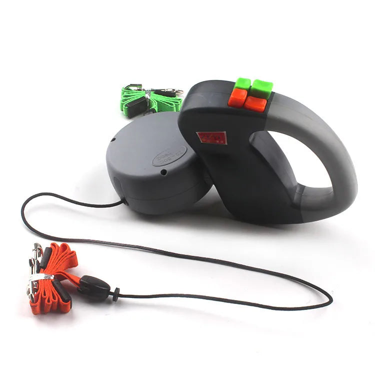 Retractable Double Dog Leash — Reflective, ABS+Nylon