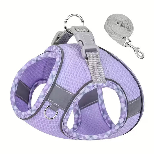 Breathable Cat Harness and Leash Set – Adjustable Reflective Vest for Cats