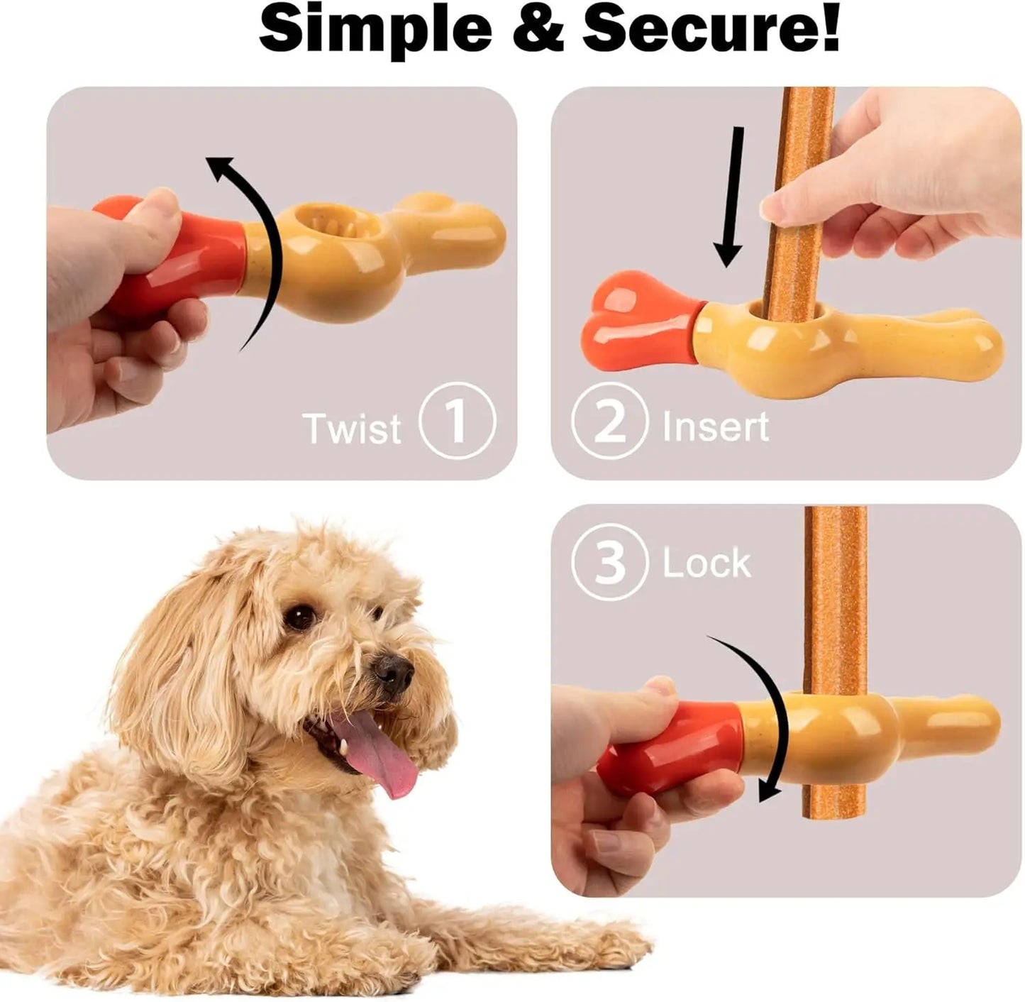 AFP Long-lasting Chewing Dog Toy Bully Stick Holder Pet Prevents Choking Safety Device Aggressive Chewers Dog Chew Stick Holder
