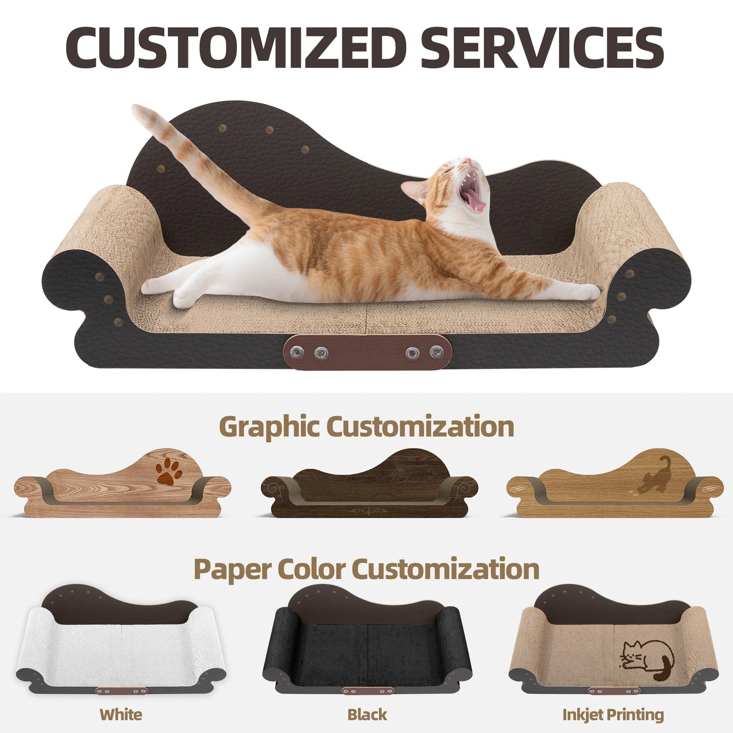 Sofa-Shape Corrugated Cat Scratcher Board – Low-Debris, Wear-Resistant, Furniture Protector