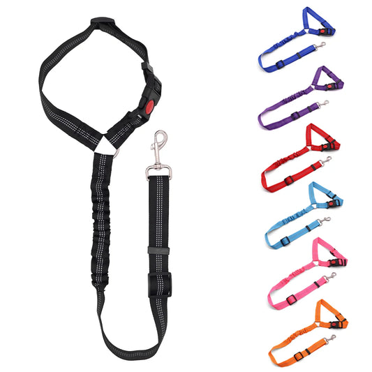 Dog Car Seat Belt | Adjustable Bungee Nylon Safety Leash for Dogs & Cats