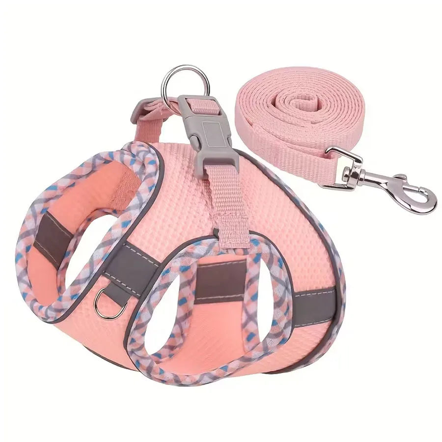 Breathable Cat Harness and Leash Set – Adjustable Reflective Vest for Cats
