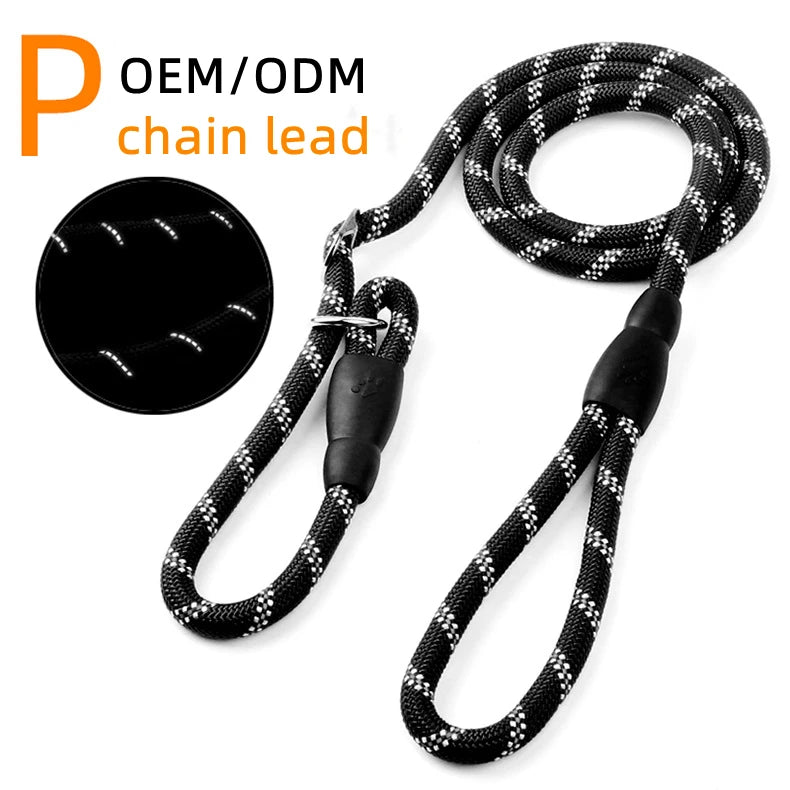 P-Chain Reflective Dog Leash — Durable Polyester, 11 Colors, 140cm & 180cm