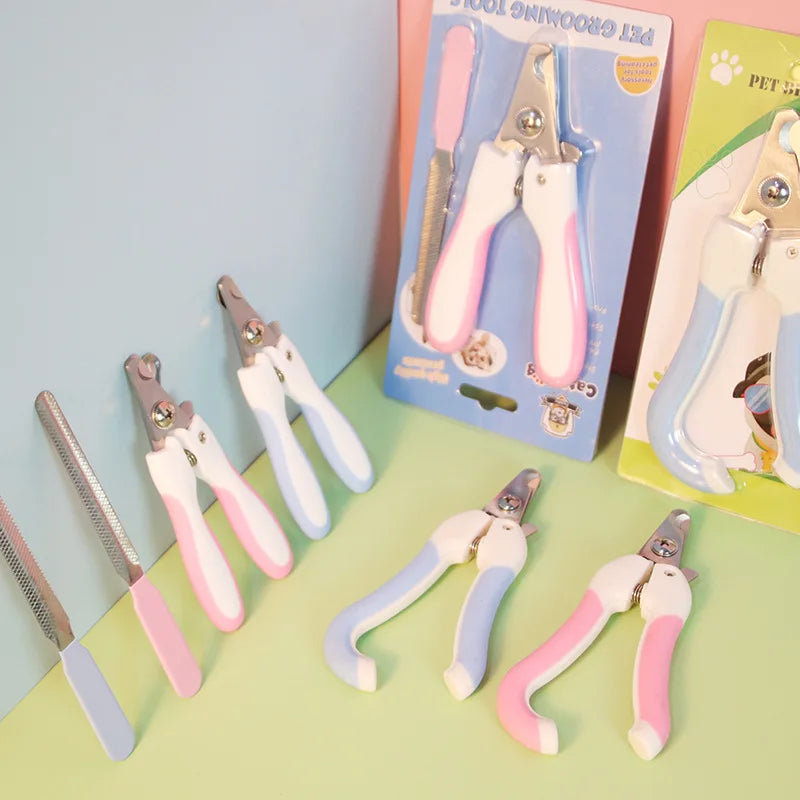 Safe Stainless Steel Cat Nail Cutter with File Anti-Scratch Scissors for Convenient & Easy Claw Trimming & Grooming