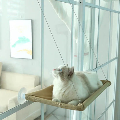 Window Cat Hammock – Hanging Aerial Sunny Seat with Suction Cups, Climbing Frame & Soft Bed for Indoor Cats