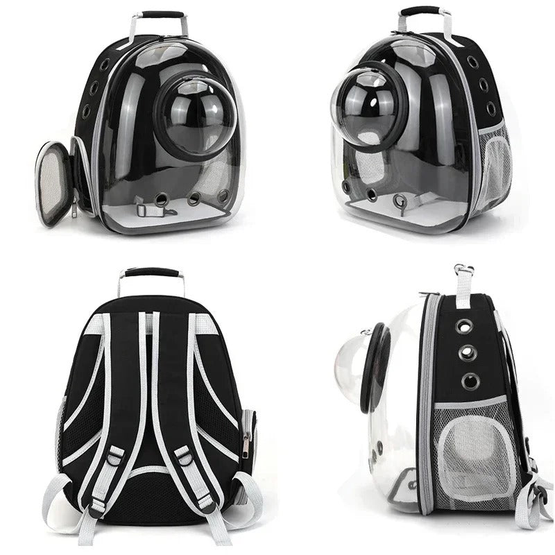 Space Capsule Transparent Pet Backpack Carrier – Breathable PVC Window Bag for Cats & Small Dogs, 40x16x34cm