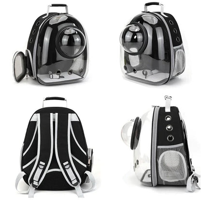 Space Capsule Transparent Pet Backpack Carrier – Breathable PVC Window Bag for Cats & Small Dogs, 40x16x34cm