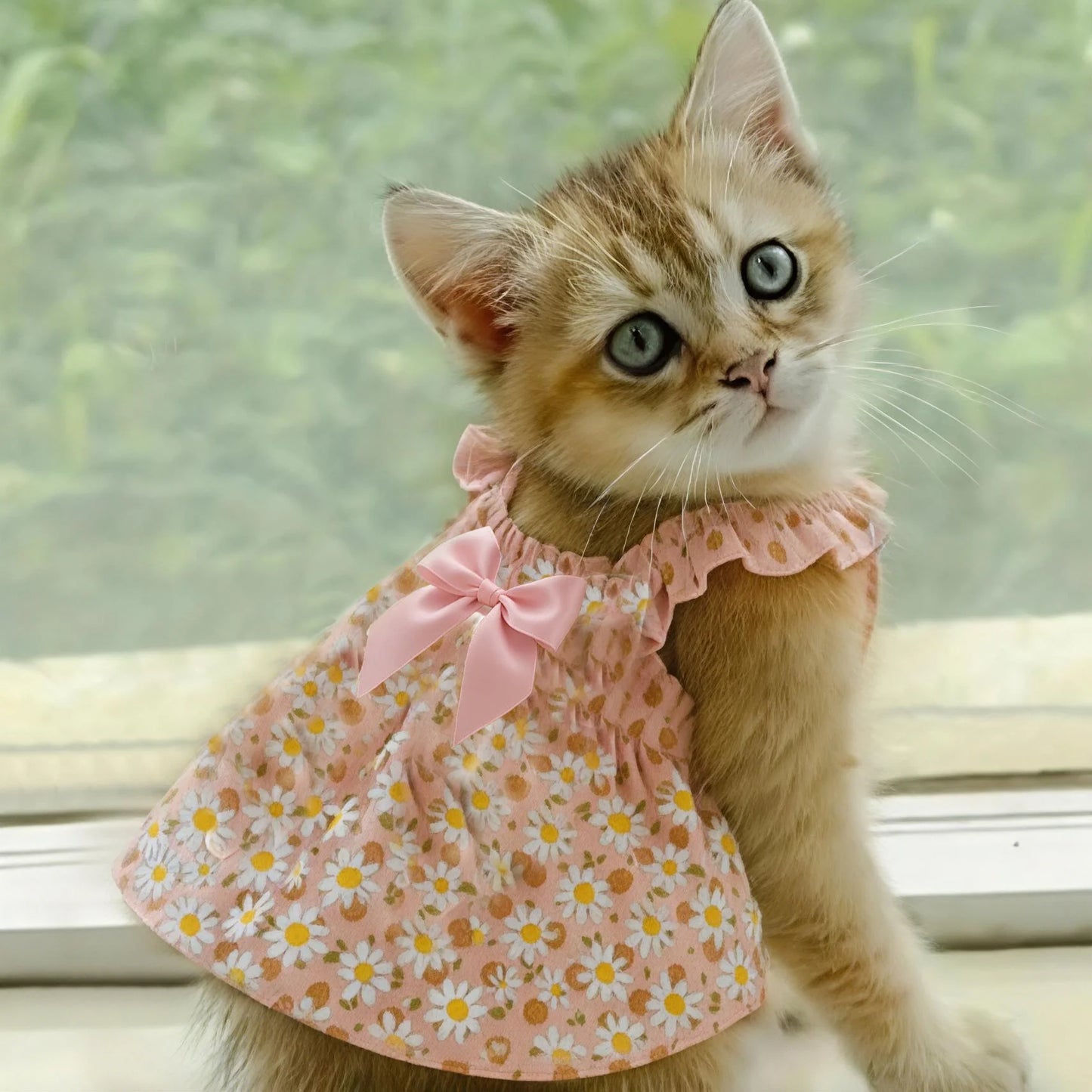 Pet Summer Dress – Pink Floral Print Skirt for Cats & Small Dogs