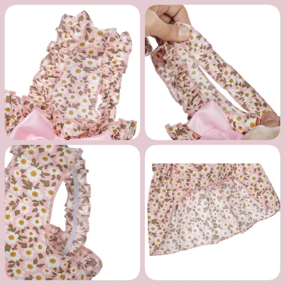 Pet Summer Dress – Pink Floral Print Skirt for Cats & Small Dogs