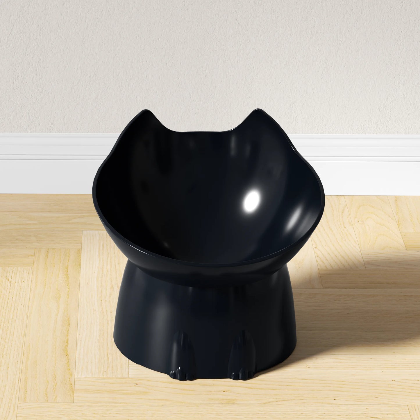 Elevated Tilted Cat Bowl – Anti-Tip Raised Feeding Dish for Neck Protection, Plastic Cat Food Bowl