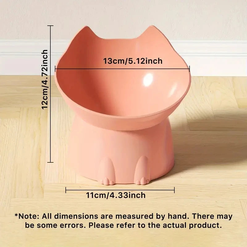 Elevated Tilted Cat Bowl – Anti-Tip Raised Feeding Dish for Neck Protection, Plastic Cat Food Bowl