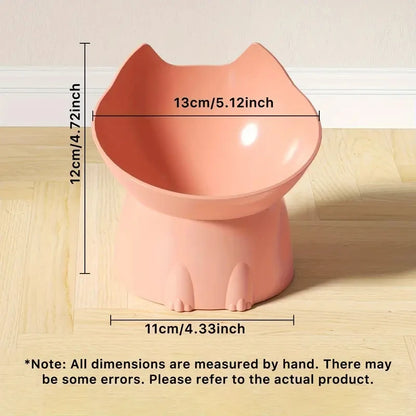 Elevated Tilted Cat Bowl – Anti-Tip Raised Feeding Dish for Neck Protection, Plastic Cat Food Bowl