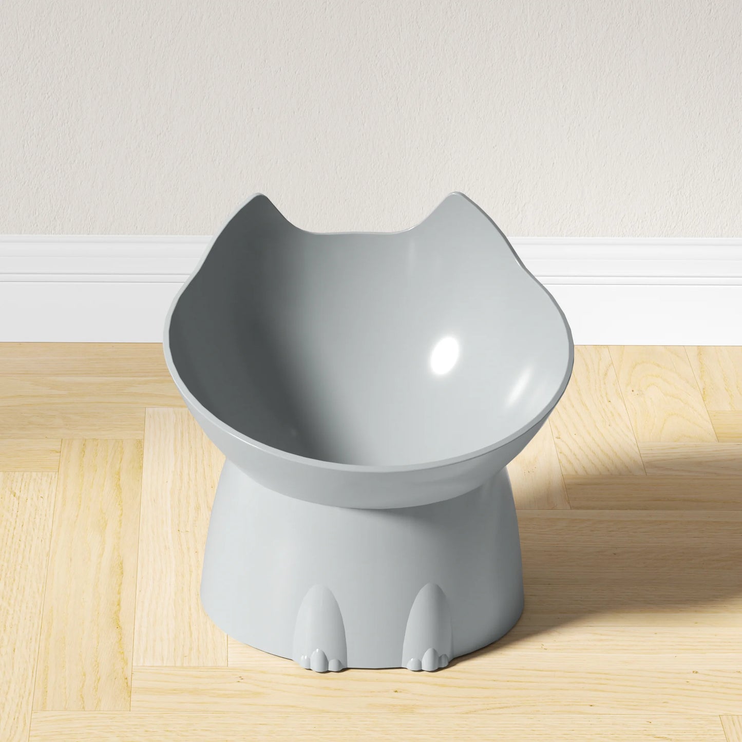 Elevated Tilted Cat Bowl – Anti-Tip Raised Feeding Dish for Neck Protection, Plastic Cat Food Bowl