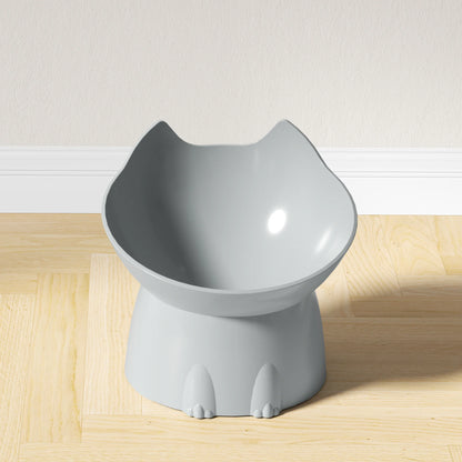 Elevated Tilted Cat Bowl – Anti-Tip Raised Feeding Dish for Neck Protection, Plastic Cat Food Bowl