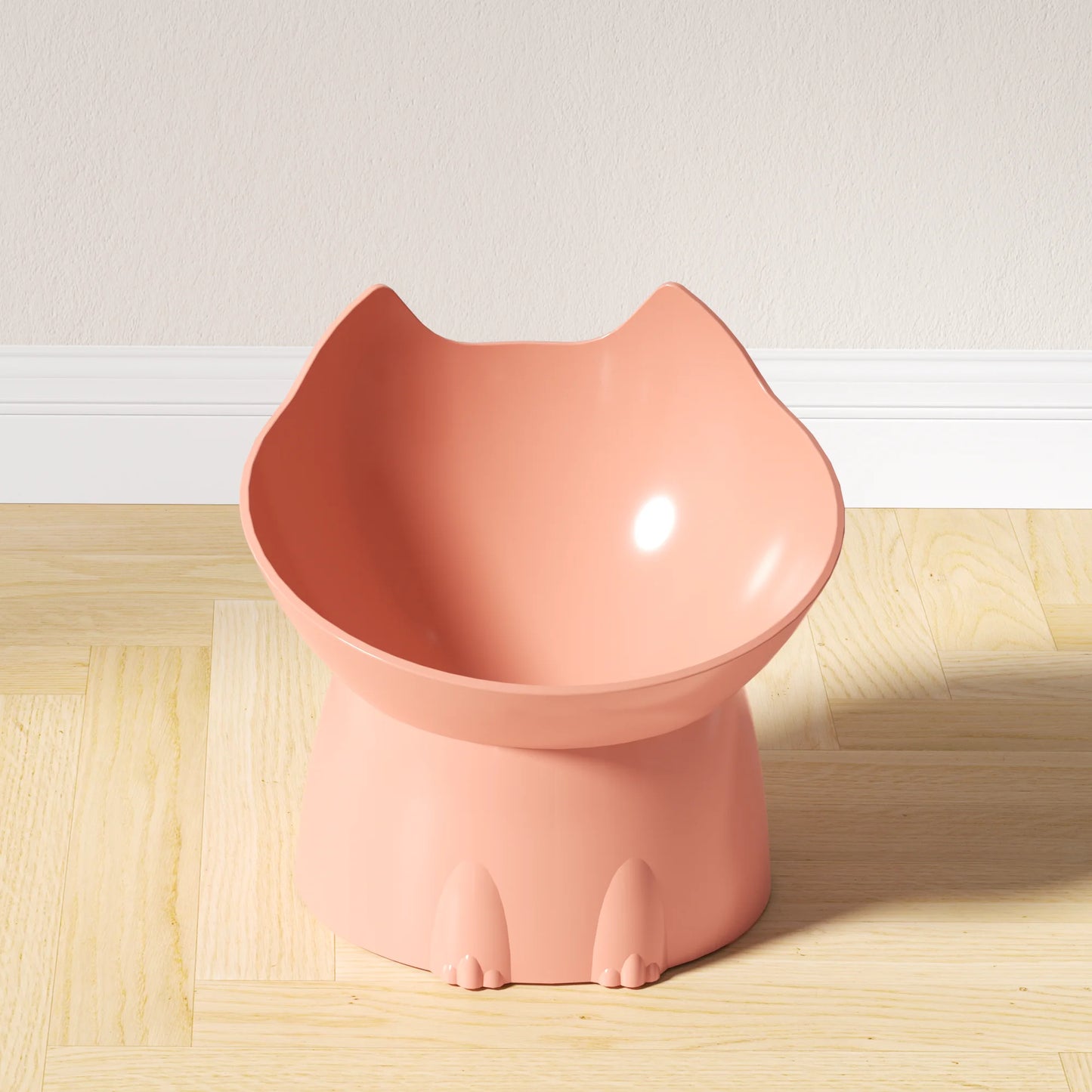 Elevated Tilted Cat Bowl – Anti-Tip Raised Feeding Dish for Neck Protection, Plastic Cat Food Bowl
