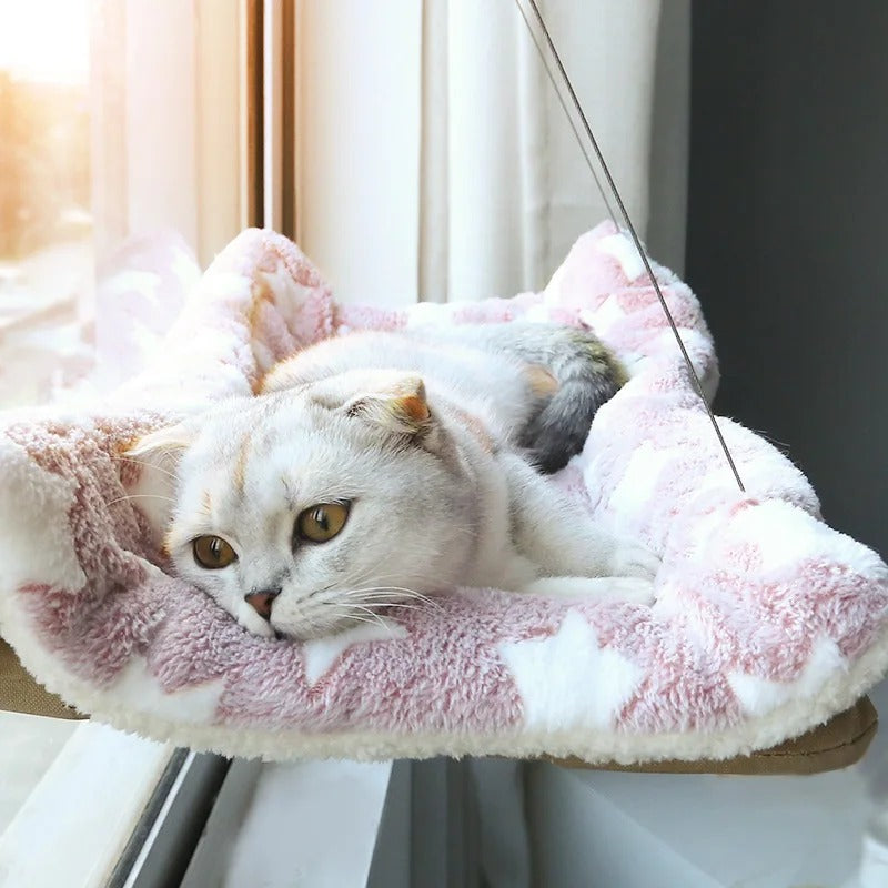 Window Cat Hammock – Hanging Aerial Sunny Seat with Suction Cups, Climbing Frame & Soft Bed for Indoor Cats