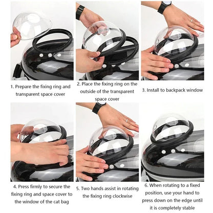 Space Capsule Transparent Pet Backpack Carrier – Breathable PVC Window Bag for Cats & Small Dogs, 40x16x34cm