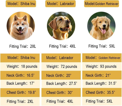 Large Dog Raincoat Waterproof Jacket – Convertible Rain Poncho for Medium & Large Dogs, 5 Colors, 2XL–6XL (20–110 lbs)