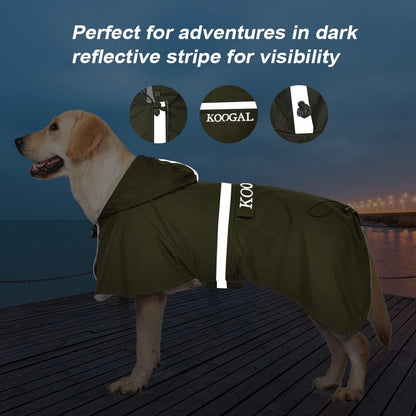 Large Dog Raincoat Waterproof Jacket – Convertible Rain Poncho for Medium & Large Dogs, 5 Colors, 2XL–6XL (20–110 lbs)