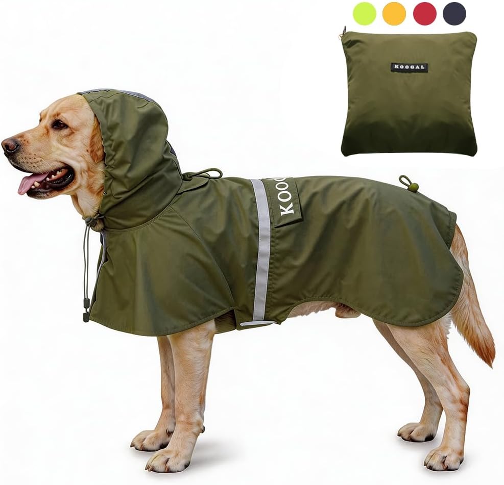 Large Dog Raincoat Waterproof Jacket – Convertible Rain Poncho for Medium & Large Dogs, 5 Colors, 2XL–6XL (20–110 lbs)