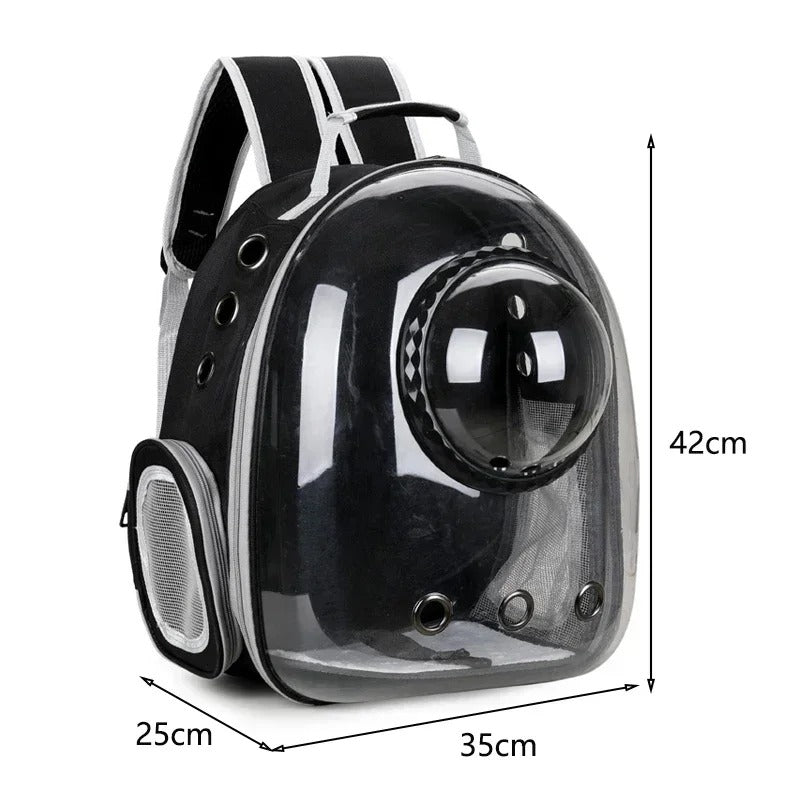 Space Capsule Transparent Pet Backpack Carrier – Breathable PVC Window Bag for Cats & Small Dogs, 40x16x34cm