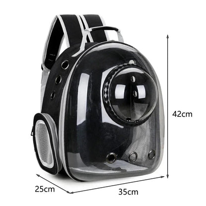 Space Capsule Transparent Pet Backpack Carrier – Breathable PVC Window Bag for Cats & Small Dogs, 40x16x34cm