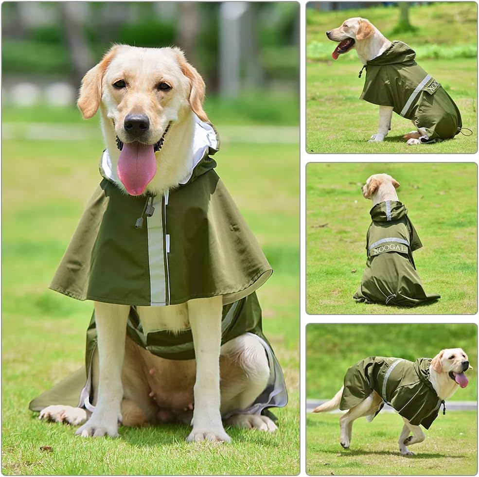 Large Dog Raincoat Waterproof Jacket – Convertible Rain Poncho for Medium & Large Dogs, 5 Colors, 2XL–6XL (20–110 lbs)