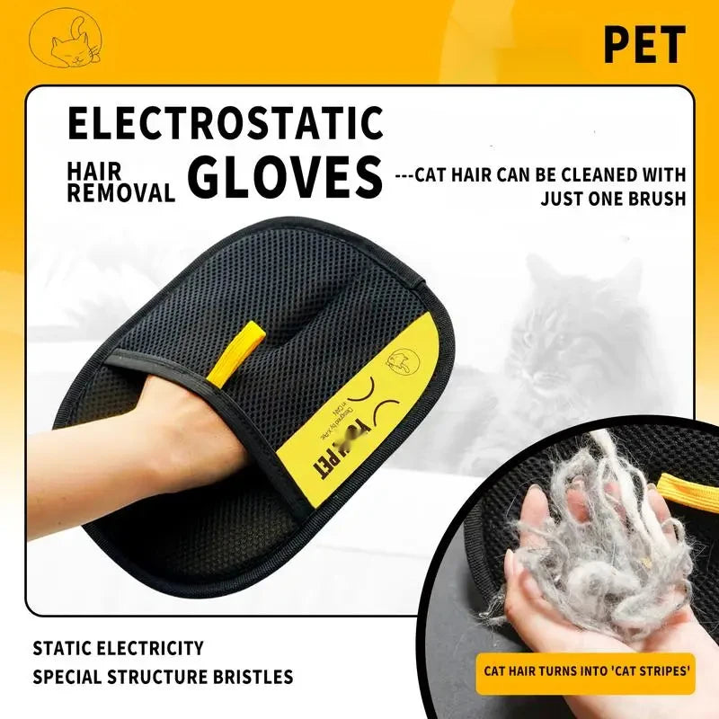 Electrostatic Pet Hair Remover Glove – Two-Way Brush for Cat & Dog Hair on Clothes, Furniture & Sofa