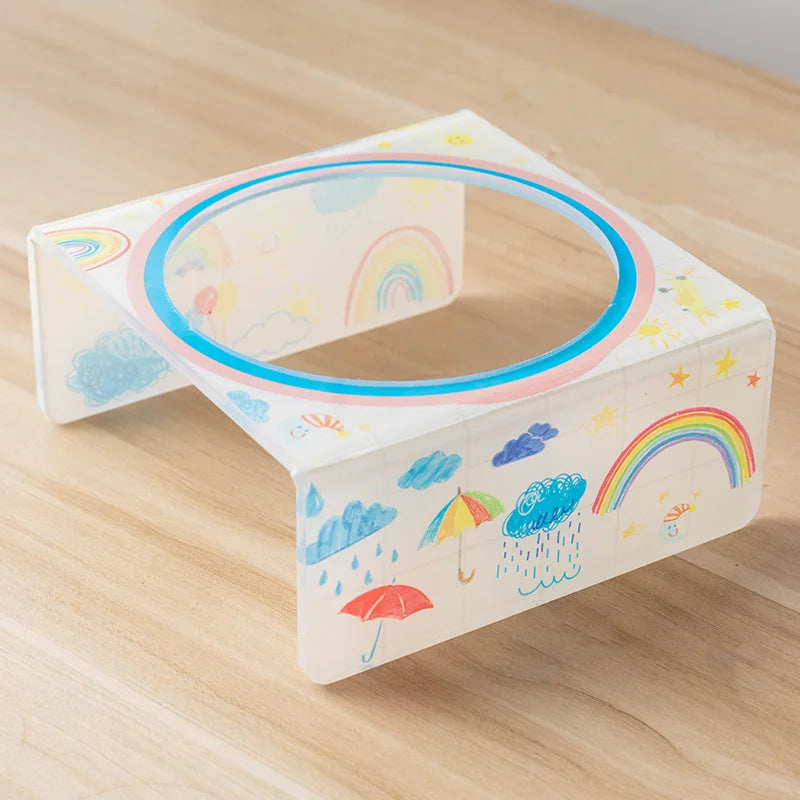 Cartoon Pet Bowl Cat Bowl Acrylic Stand Floral Ceramic Cat Bowl Neck Protection Cat Bowl Dog Food Bowl Cat Feeder  Pet Supplies