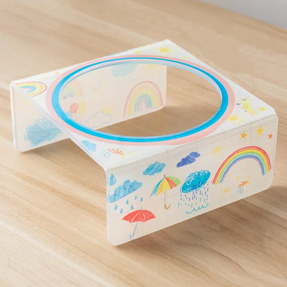 Cartoon Pet Bowl Cat Bowl Acrylic Stand Floral Ceramic Cat Bowl Neck Protection Cat Bowl Dog Food Bowl Cat Feeder  Pet Supplies