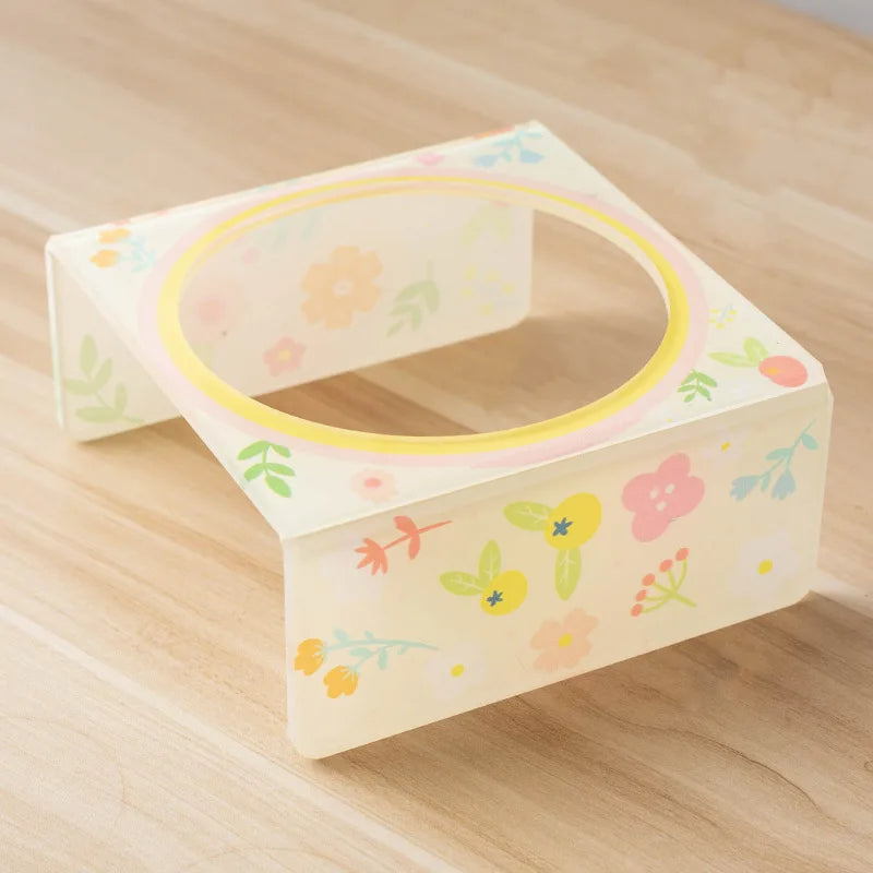 Cartoon Pet Bowl Cat Bowl Acrylic Stand Floral Ceramic Cat Bowl Neck Protection Cat Bowl Dog Food Bowl Cat Feeder  Pet Supplies