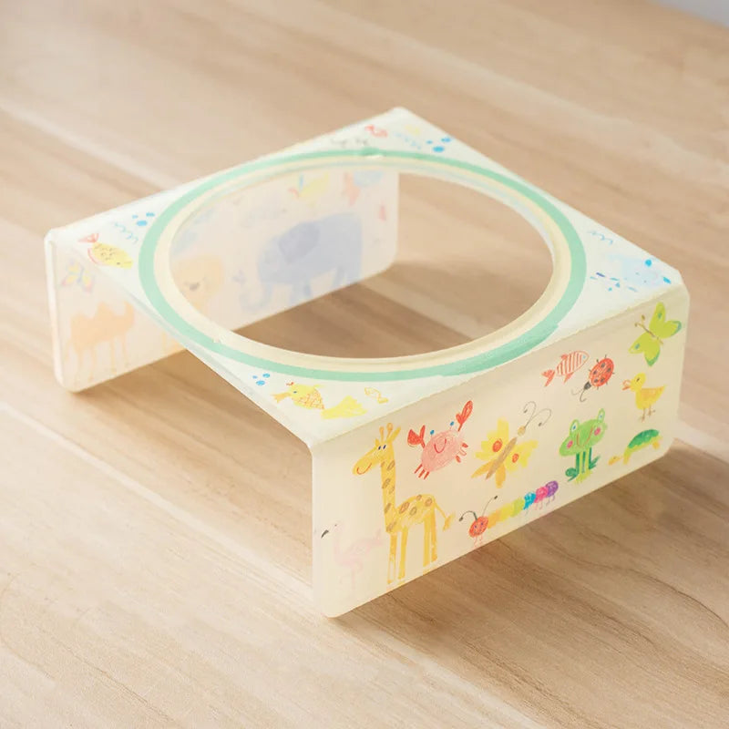 Cartoon Pet Bowl Cat Bowl Acrylic Stand Floral Ceramic Cat Bowl Neck Protection Cat Bowl Dog Food Bowl Cat Feeder  Pet Supplies