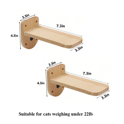 Wall-Mounted Cat Climbing Shelf – Modular Cat Wall Furniture with Hammock, Stairway, Scratching Post & Perch, Pine Wood