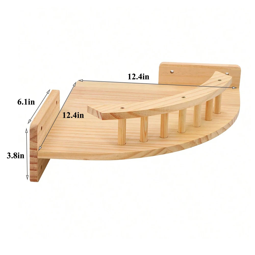 Wall-Mounted Cat Climbing Shelf – Modular Cat Wall Furniture with Hammock, Stairway, Scratching Post & Perch, Pine Wood