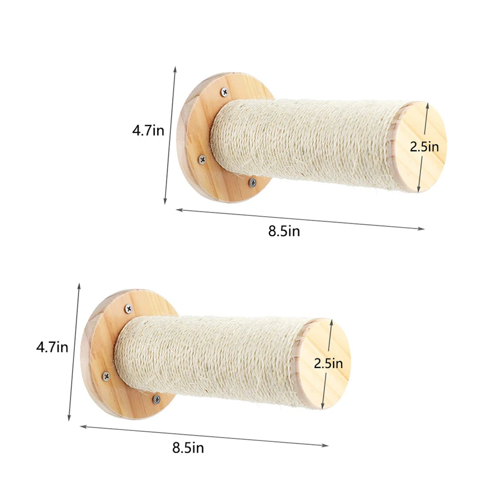 Wall-Mounted Cat Climbing Shelf – Modular Cat Wall Furniture with Hammock, Stairway, Scratching Post & Perch, Pine Wood