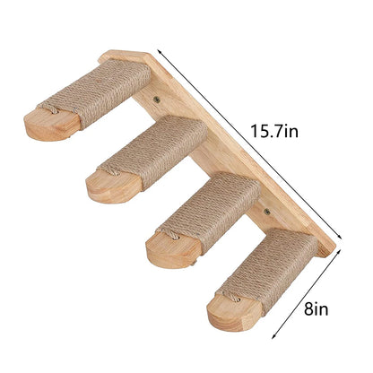Wall-Mounted Cat Climbing Shelf – Modular Cat Wall Furniture with Hammock, Stairway, Scratching Post & Perch, Pine Wood