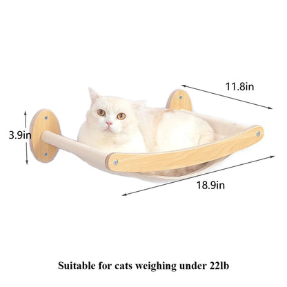 Wall-Mounted Cat Climbing Shelf – Modular Cat Wall Furniture with Hammock, Stairway, Scratching Post & Perch, Pine Wood
