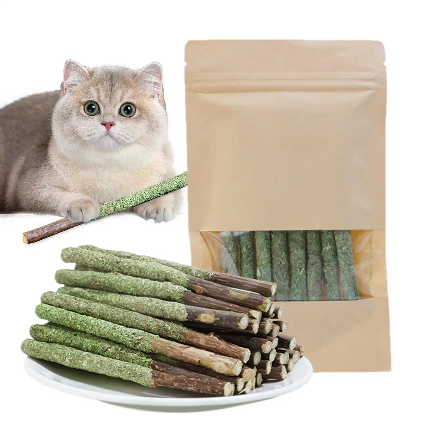 Cat Grass Catnip Chew Sticks –  Hairball Removal & Interactive Play