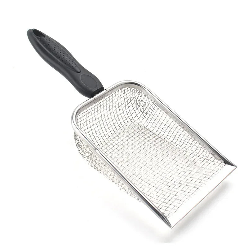 Stainless Steel Fine Mesh Cat Litter Scoop – Fine Mesh Sifter for Cat Litter & Reptile Sand Substrate
