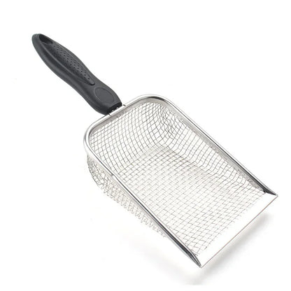 Stainless Steel Fine Mesh Cat Litter Scoop – Fine Mesh Sifter for Cat Litter & Reptile Sand Substrate
