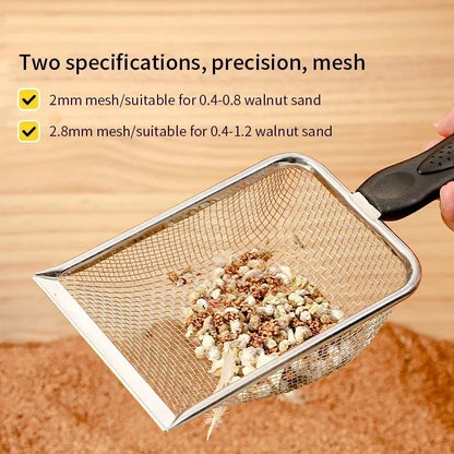 Stainless Steel Fine Mesh Cat Litter Scoop – Fine Mesh Sifter for Cat Litter & Reptile Sand Substrate