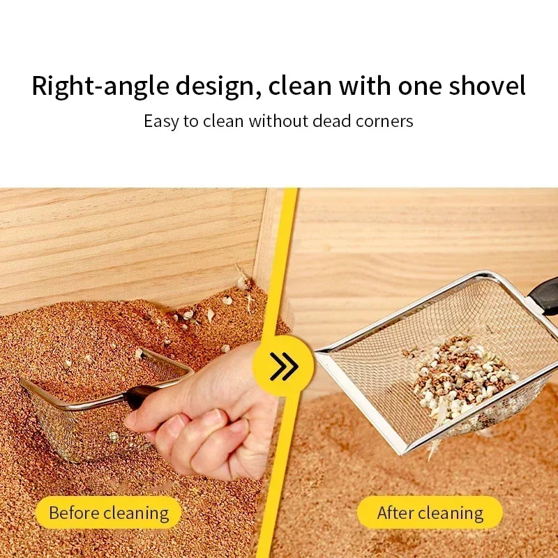 Stainless Steel Fine Mesh Cat Litter Scoop – Fine Mesh Sifter for Cat Litter & Reptile Sand Substrate