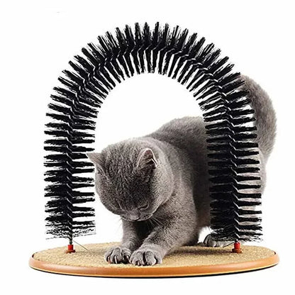 Cat Arch Self-Grooming Brush – Massage Rubbing Brush with Scratching Pad, Interactive Cat Toy for Hair Removal & Grooming
