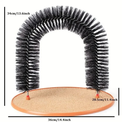 Cat Arch Self-Grooming Brush – Massage Rubbing Brush with Scratching Pad, Interactive Cat Toy for Hair Removal & Grooming
