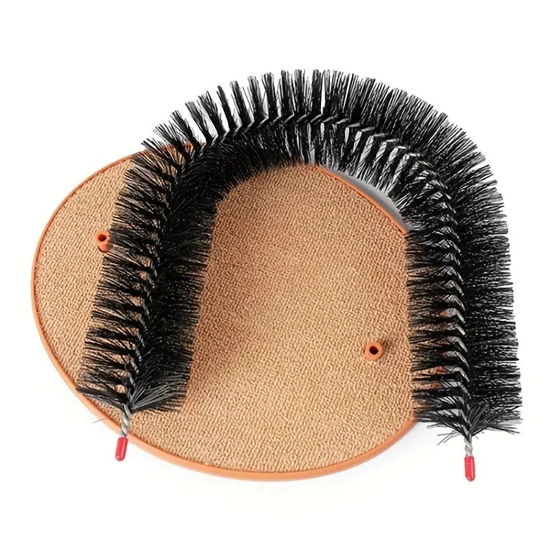 Cat Arch Self-Grooming Brush – Massage Rubbing Brush with Scratching Pad, Interactive Cat Toy for Hair Removal & Grooming