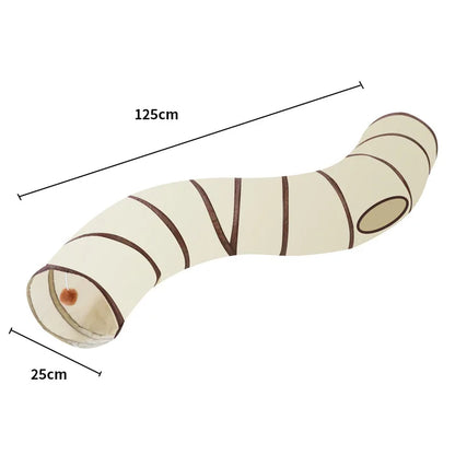 Foldable Cat Play Tunnel – Interactive Collapsible Tube Toy for Cats & Kittens, Multiple Shapes, Night Light Option