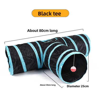 Foldable Cat Play Tunnel – Interactive Collapsible Tube Toy for Cats & Kittens, Multiple Shapes, Night Light Option