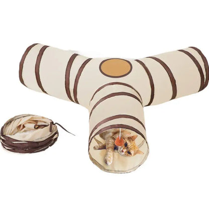 Foldable Cat Play Tunnel – Interactive Collapsible Tube Toy for Cats & Kittens, Multiple Shapes, Night Light Option